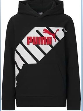 Puma Black Hoodie with White Chevron and Red Logo